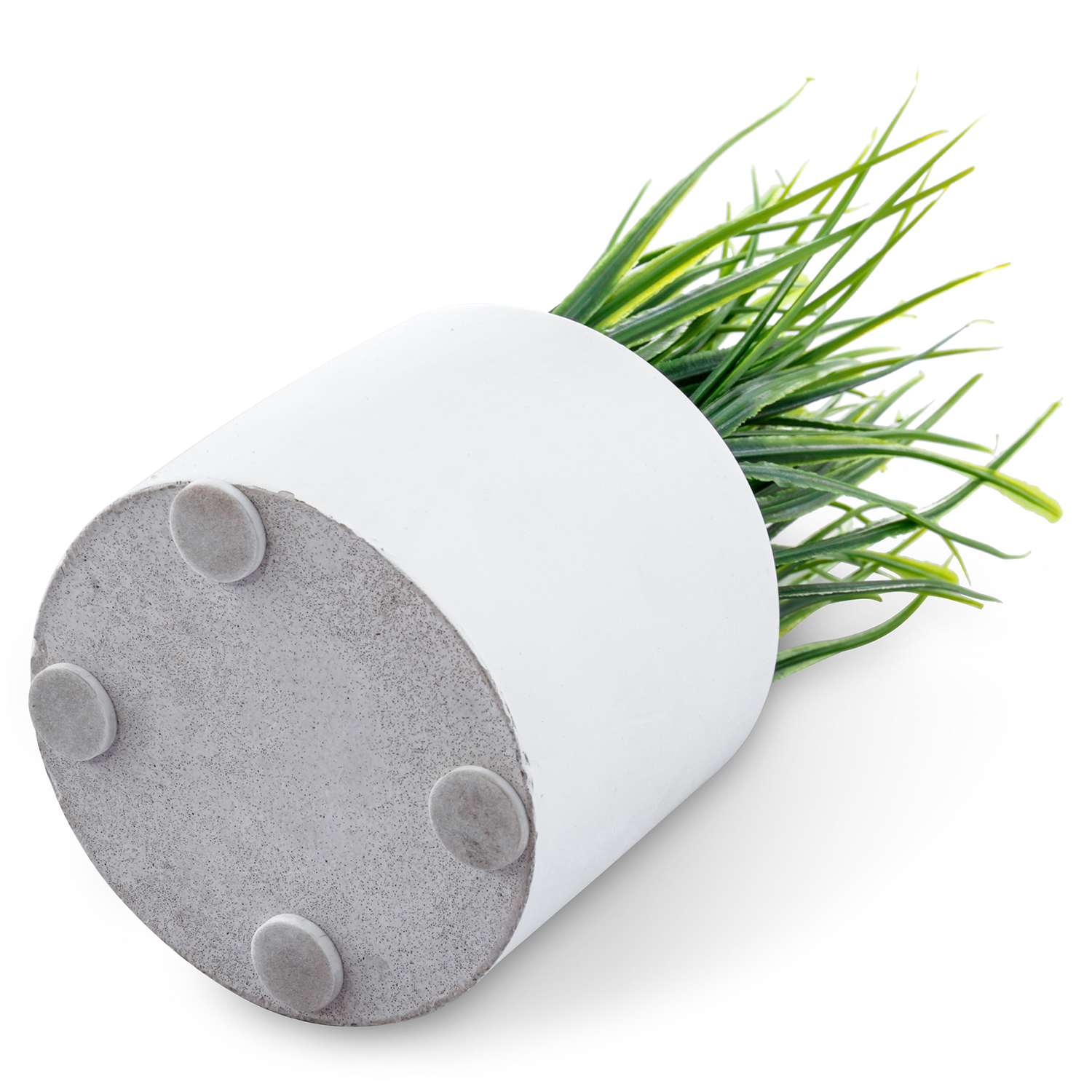 Planta decorativa moderna de cemento blanco hierba artificial verde planta, conjunto de 2 - Imagen 7 de 7