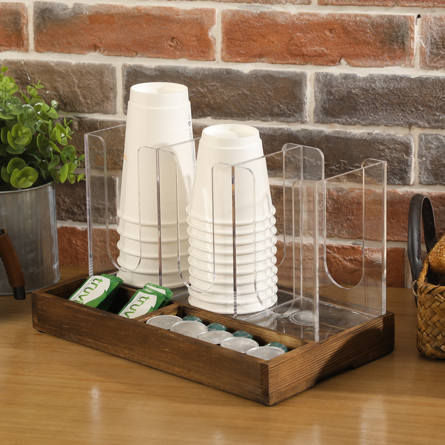 Acrylic Coffee & Tea Station Organizer with Wood Tray – MyGift